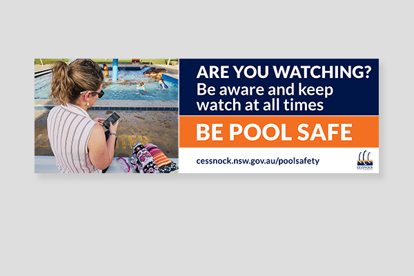 Kandure Cessnock Council Be pool safe banner