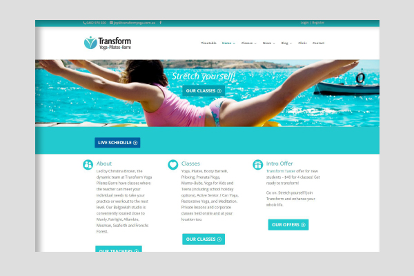Kandure Transform Yoga website